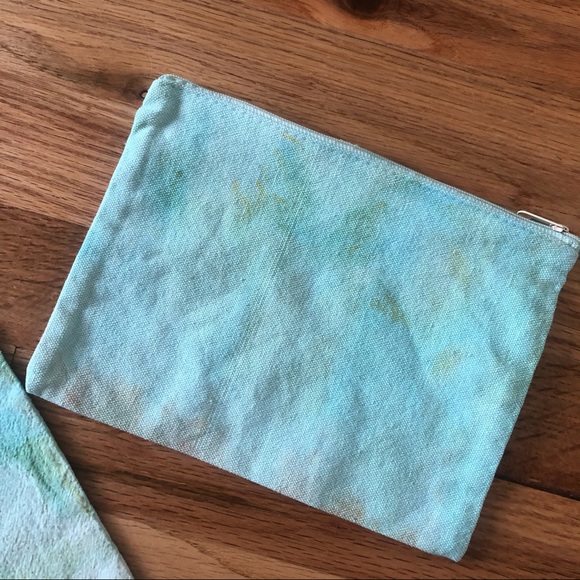 Hand Dyed Tote Bag Zip Top Tote Makeup Ice Dye Summer Fun Set Travel Tie Dye - Picture 8 of 8